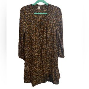 Old Navy Black Mini Dress with Red & Yellow Floral Print